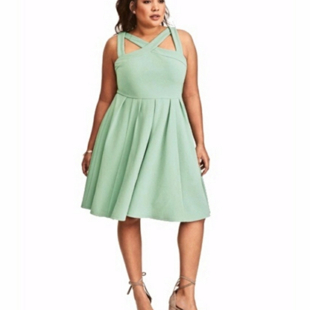 Torrid Mint Green Crisscross Front Swing Dress 2 - Picture 4 of 14